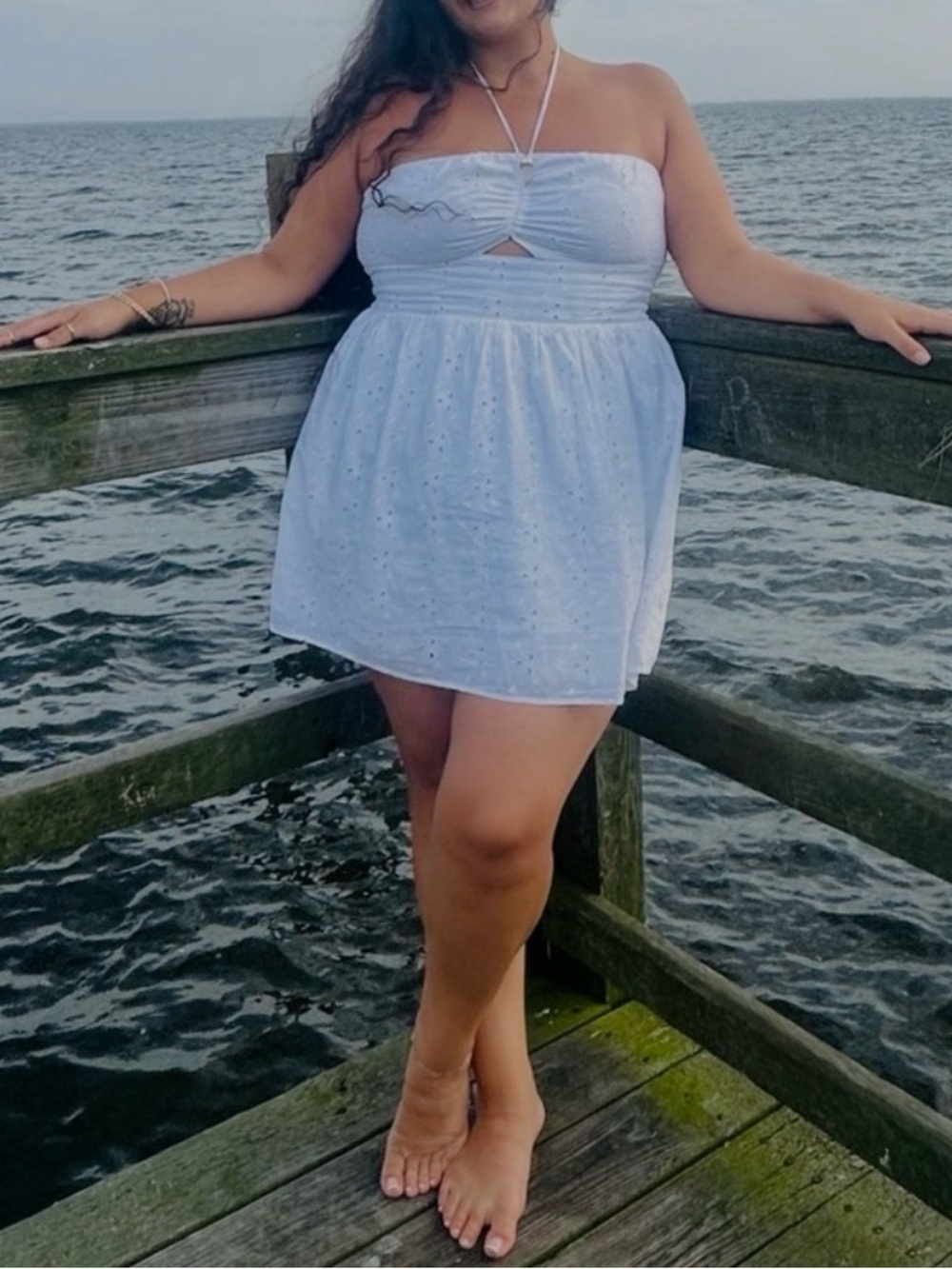 Coastal American Eagle White Strapless Mini Dress w Pockets Size XL 100% Cotton